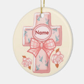 Christelijk roze strik kruis ornament (Links)