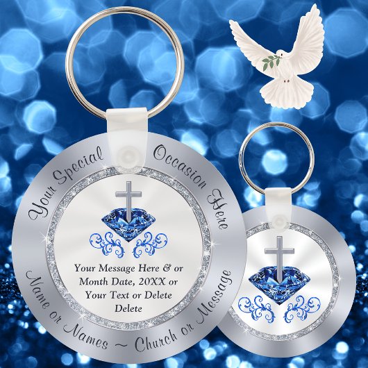 Christelijk Sapphire 65th Church Jubileum Favors Sleutelhanger