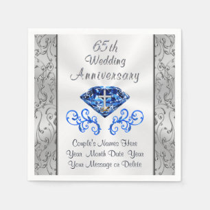 Christelijk Sapphire Custom 65th Wedding Jubileum Servet