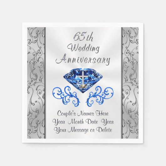 Christelijk Sapphire Custom 65th Wedding Jubileum Servet (Voorkant)