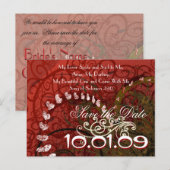 Christelijk-Save the Date Burgundy Hearts - Aankondigingskaart (Voorkant / Achterkant)
