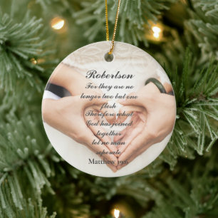 Christelijk Schrift Huwelijksfoto  Keramisch Ornament