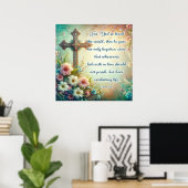 Christelijk Schrift  kruis Bloemen Pasen Poster (Thuiskantoor)