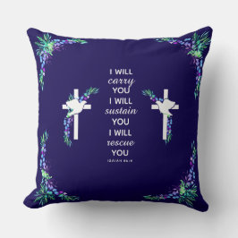 Christelijk sierkussen met bijbelvers kruis