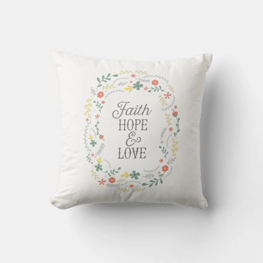 Christelijk Sierkussen Quote Faith Hope Love Bijbe (Voorkant)