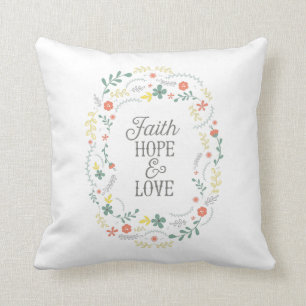 Christelijk Sierkussen Quote Faith Hope Love Bijbe