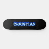Christelijk skateboard blauw vuur en vlammenontwer (Horizontaal)