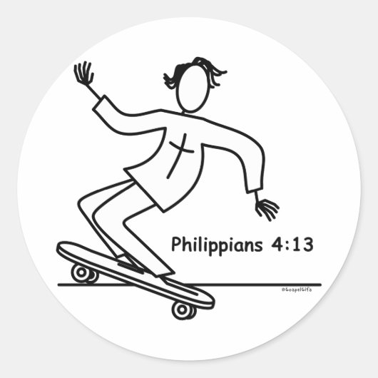 Christelijk skateboard ronde sticker (Voorkant)