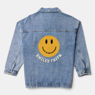 Christelijk Smiley Gezicht Smiley Geloof Vreugde v Denim Jacket