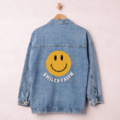 Christelijk Smiley Gezicht Smiley Geloof Vreugde v Denim Jacket (Hangar)