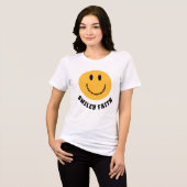 Christelijk Smiley Gezicht Smiley Geloof Vreugde v Tri-Blend Shirt (Voorkant volledig)