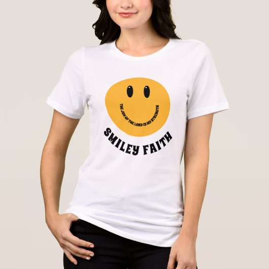 Christelijk Smiley Gezicht Smiley Geloof Vreugde v Tri-Blend Shirt (Voorkant)