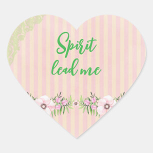Christelijk Spirit Lead Me Pink & Green Hart Sticker