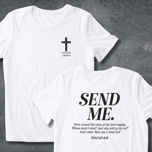 Christelijk Stuur Mij Jesaja 6:8 Kerknaam Outreach Tri-Blend Shirt