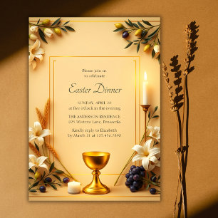 Christelijk Symbool Elegant Religieus Paasdiner Kaart