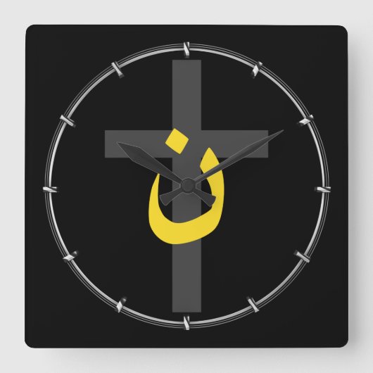 Christelijk Symbool Solidariteit van Nazarene Vet Vierkante Klok (Voorkant)