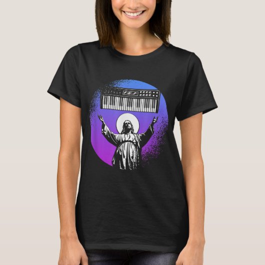 Christelijk Synthesizer Synth Nerd Jesus Ana T-shirt (Voorkant)