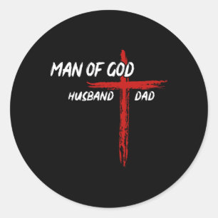 Christelijk T-shirt Man van God Huisvader Vaderdag Ronde Sticker
