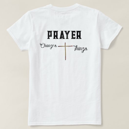 Christelijk T-shirt verandert dingen met het kruis (Design achterkant)