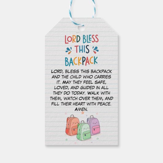 Christelijk terug naar school cadeau voor kinderen cadeaulabel (Achterkant)