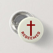Christelijk terugbetaald rood kruis- en tekstontwe ronde button 3,2 cm (Voorkant /achterkant)