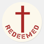 Christelijk terugbetaald rood kruis- en tekstontwe ronde sticker (Voorkant)
