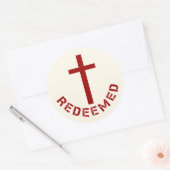 Christelijk terugbetaald rood kruis- en tekstontwe ronde sticker (Envelop)