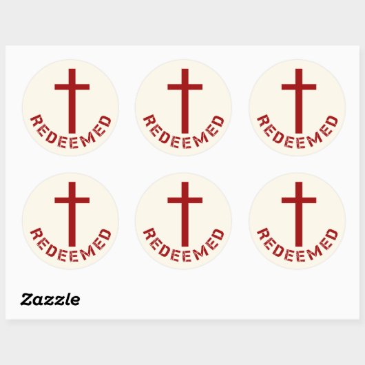 Christelijk terugbetaald rood kruis- en tekstontwe ronde sticker (Vel)