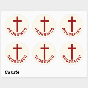 Christelijk terugbetaald rood kruis- en tekstontwe ronde sticker