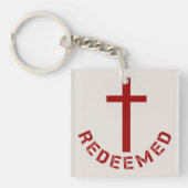 Christelijk terugbetaald rood kruis- en tekstontwe sleutelhanger (Voorkant)