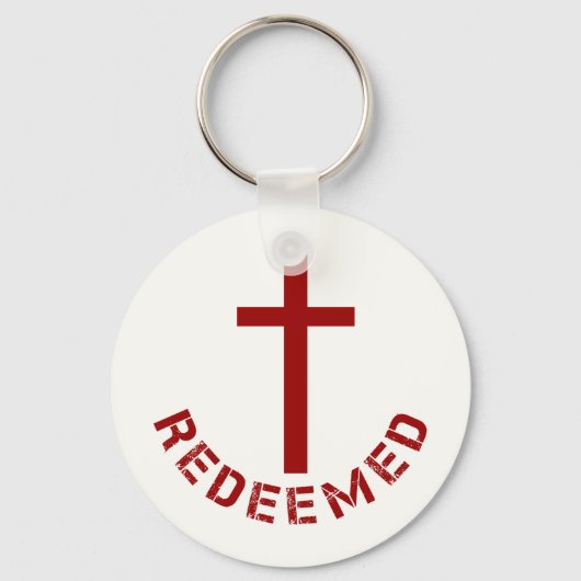 Christelijk terugbetaald rood kruis- en tekstontwe sleutelhanger (Voorkant)