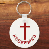 Christelijk terugbetaald rood kruis- en tekstontwe sleutelhanger (Voorkant)