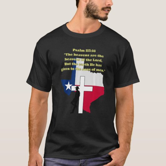 Christelijk Texas Cowboy Religieuze gebed Jesus Bi T-shirt (Voorkant)