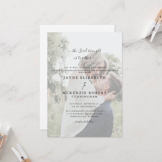 Christelijk The Lord heeft ons samengebracht Foto  Kaart (Voorkant / Achterkant in situ)