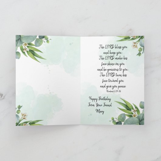 Christelijk thema gevouwen verjaardag Wenskaart Kaart (Binnen)