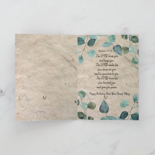 Christelijk thema gevouwen verjaardag Wenskaart Kaart (Binnen)