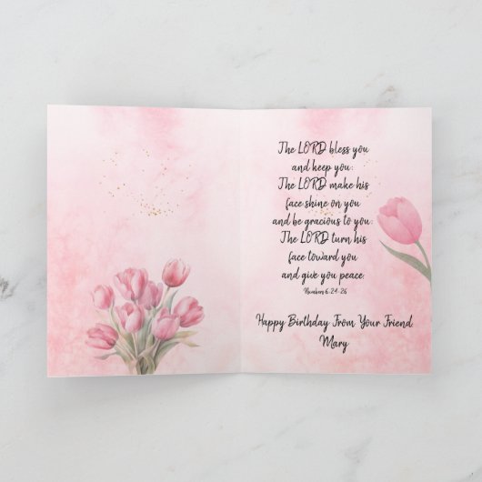 Christelijk thema gevouwen verjaardag Wenskaart Kaart (Binnen)