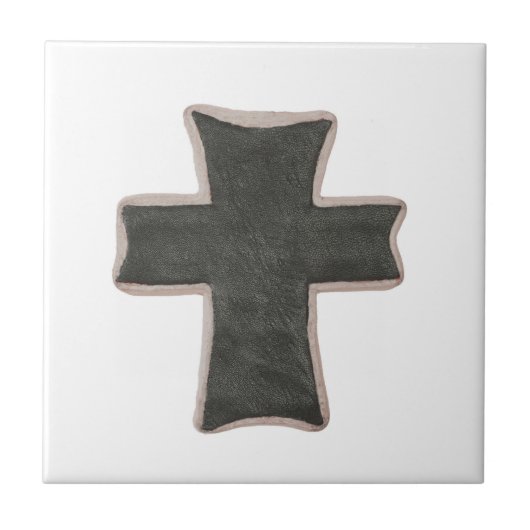 Christelijk Trivet Cross afbeelding lederen kunst Tegeltje (Voorkant)