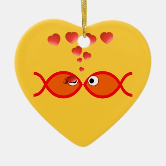 Christelijk Valentijn Oranje v2 Keramisch Ornament (Voorkant)