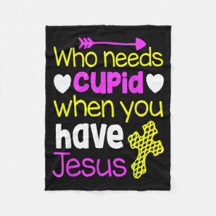 Christelijk Valentijnsshirt Wie heeft Cupido Jezus Fleece Deken