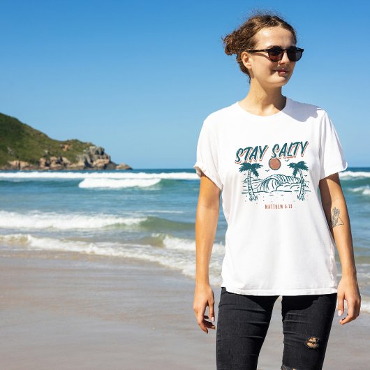 Christelijk verblijf zout Matthew 5:13 Retro Beach T-shirt