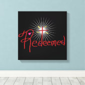 Christelijk ‘Verlost’ met Cross Black Canvas Afdruk (Insitu (Houten vloer))