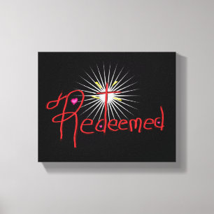 Christelijk ‘Verlost’ met Kruis Zwart Canvas Afdruk