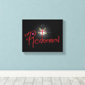 Christelijk ‘Verlost’ met Kruis Zwart Canvas Afdruk (Insitu (Houten vloer))