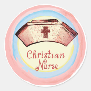 Christelijk verpleegkundig pet ronde sticker