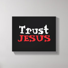 Christelijk ‘Vertrouw JESUS’ Rood Zwart Wit Canvas Afdruk