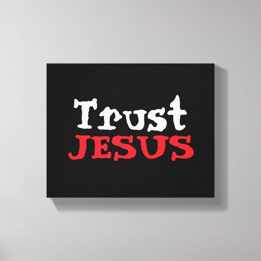 Christelijk ‘Vertrouw JESUS’ Rood Zwart Wit Canvas Afdruk (Voorkant)