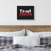 Christelijk ‘Vertrouw JESUS’ Rood Zwart Wit Canvas Afdruk (Insitu (Slaapkamer))