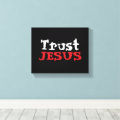 Christelijk ‘Vertrouw JESUS’ Rood Zwart Wit Canvas Afdruk (Insitu (Houten vloer))