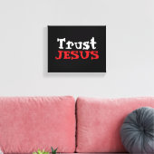 Christelijk ‘Vertrouw JESUS’ Rood Zwart Wit Canvas Afdruk (Insitu (Woonkamer))